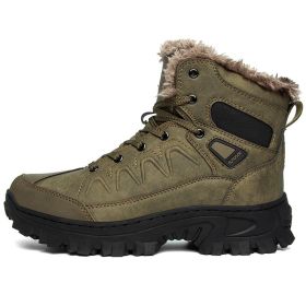 Men's Plus Size Warm High Top Outdoor Cotton Shoes (Option: Dark brown-41)