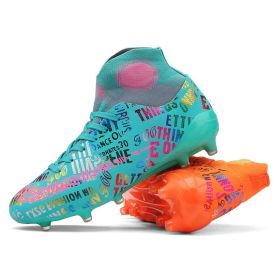 Soccer Shoes Fashion Breathable Broken Nail Soccer Shoes Men's Large Size (Option: Moonlight Orange Spike-40)
