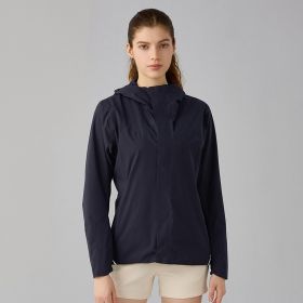 Autumn Winter Wool Lined Warm Soft Shell Jacket Windproof Safety Reflective Tape Breathable (Option: Blue Black-L)